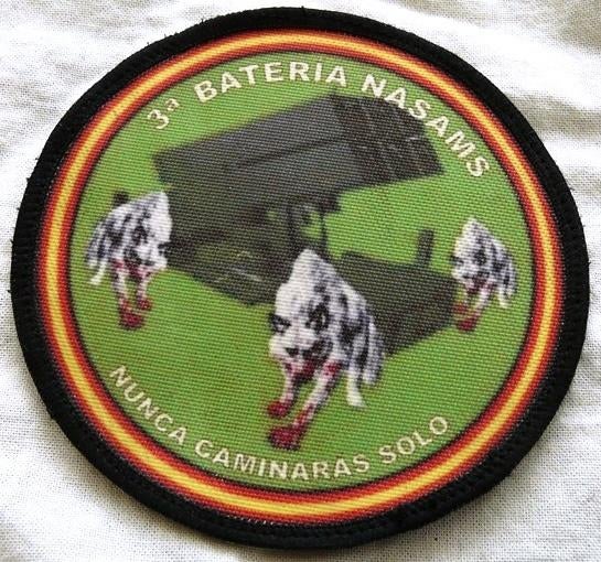 Embleem Patch, 3e NASAMS-batterij, Spaanse leger, 2000s.(1), Verzamelen, Ophalen of Verzenden, Landmacht, Embleem of Badge