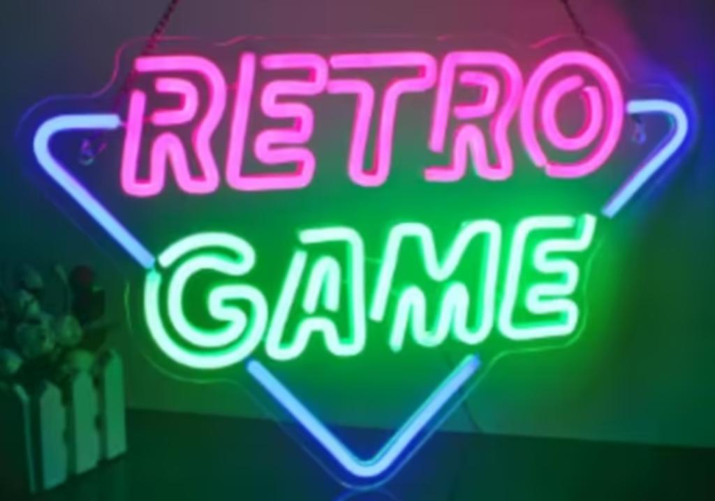 Lampe LED de style néon Retro Game (42 x 28 cm), Enlèvement ou Envoi, Neuf, Table lumineuse ou lampe (néon)
