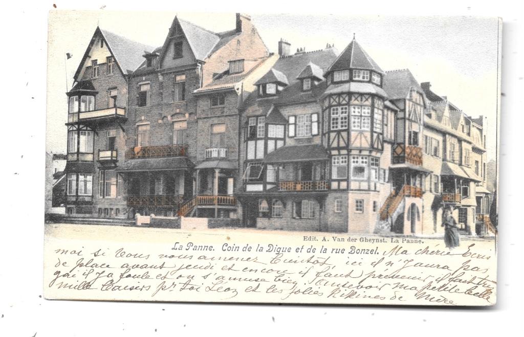 La Panne NA199: Coin de la Digue et de la rue Bonzel, Collections, Cartes postales | Belgique, Envoi, Avant 1920, Affranchie, Flandre Occidentale