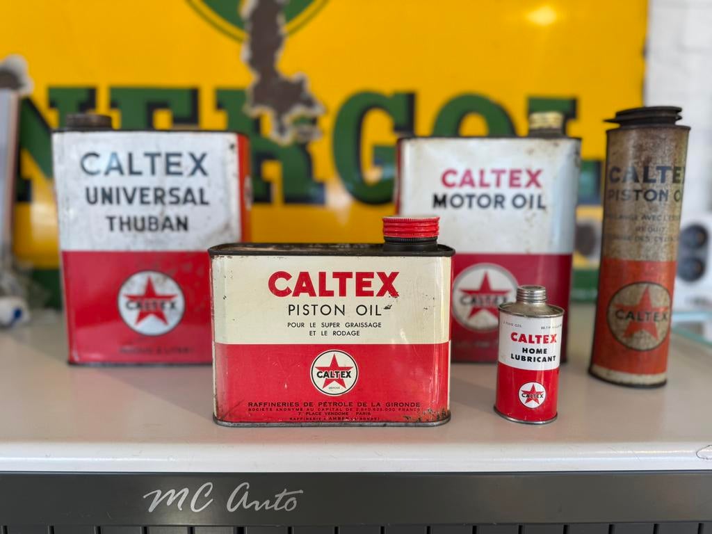Anciens bidons d'huile CALTEX, Collections, Marques & Objets publicitaires, Utilisé, Emballage, Enlèvement ou Envoi