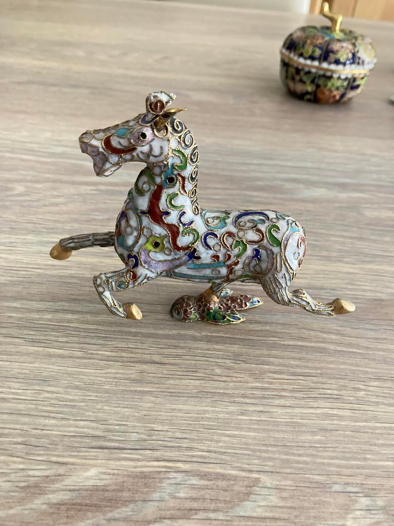 Prachtige vintage Chinees Cloisonne Paard, Ophalen of Verzenden