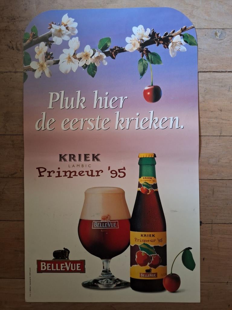 Poster kriek lambic primeur 1995 brouwerij Belle Vue, Enlèvement ou Envoi, Comme neuf