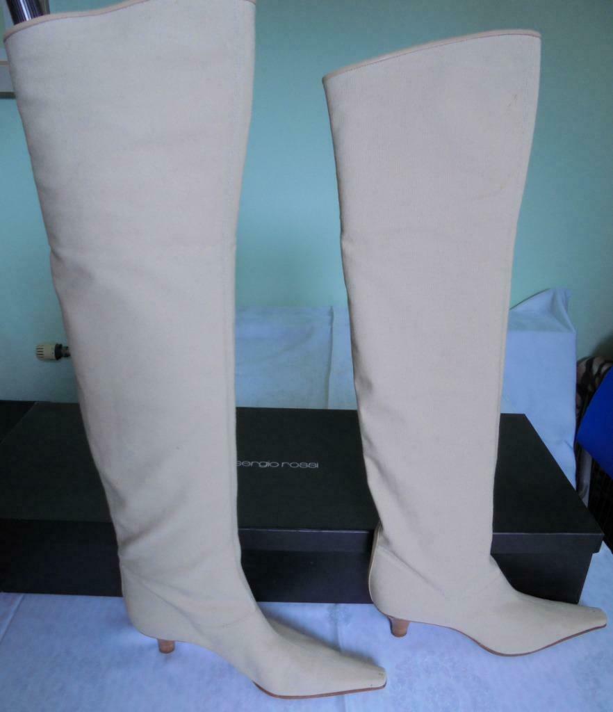 SERGIO ROSSI dames-lieslaarzen overknee maat 37,5 PERFECT, Ophalen, Hoge laarzen, Sergio Rossi, Beige