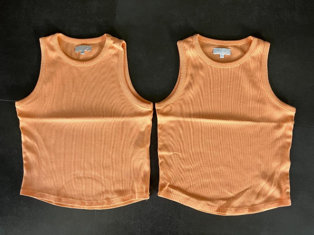 2x oranje topjes Frizzle (Bel & Bo) - maat 152 (tweeling), Enlèvement ou Envoi, Chemise ou À manches longues, Frizzle by Bel & Bo