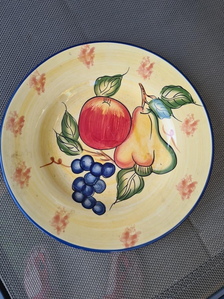 Vintage bord met tekening van fruit, Enlèvement ou Envoi