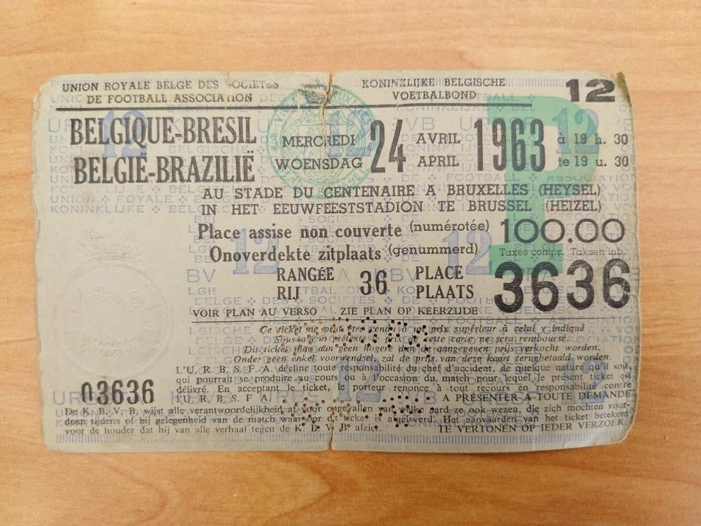 Gebruikt ticket België - Brazilië 24 april 1963, Ophalen of Verzenden