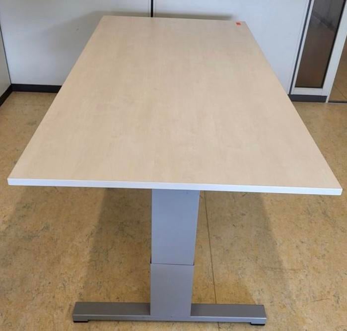 Bureautafel berkenhout 180x100, Ophalen, In hoogte verstelbaar, Gebruikt