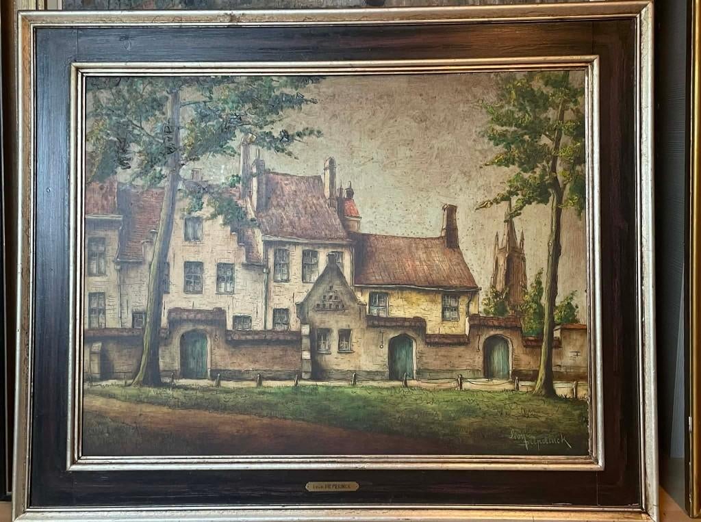 Schilderij Leon Dieperinck  (1917-2010) Begijnhof Brugge, Ophalen