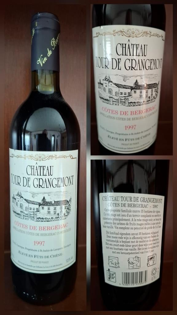 Chateau Tour de Grangemont 1997 — Bergerac, Enlèvement ou Envoi, Pleine, Comme neuf, Vin rouge