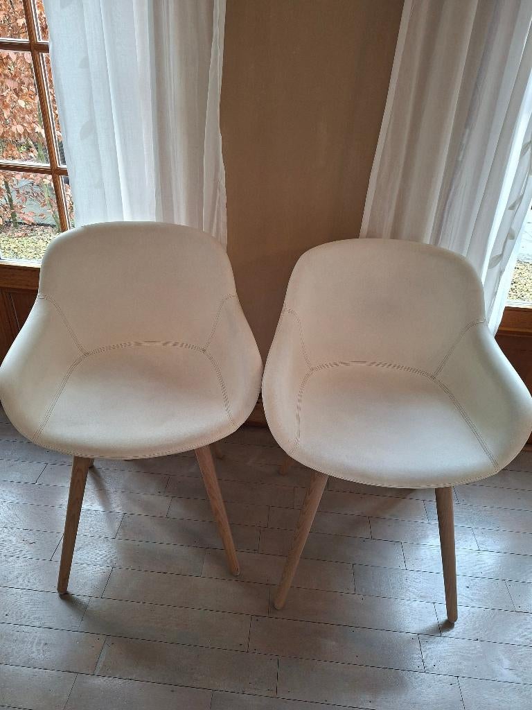 Calligaris lederen stoelen, 2 stuks, nieuwstaat, Huis en Inrichting, Stoelen, Ophalen, Twee, Wit, Design
