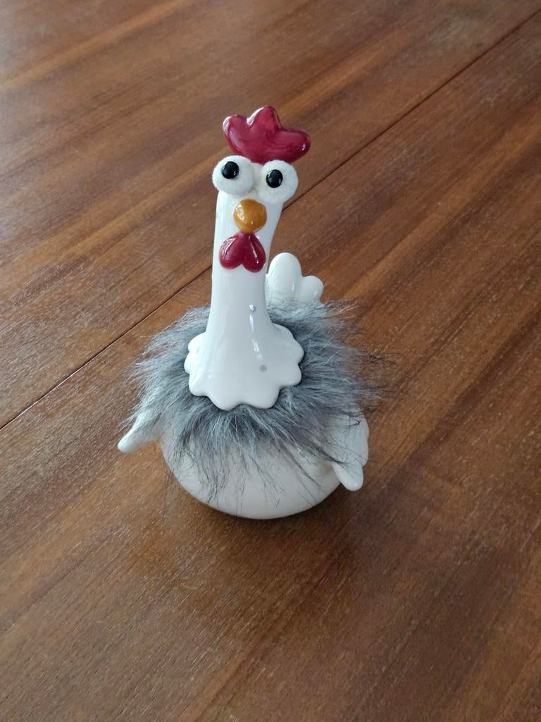 Poule rigolote en céramique, Collections, Enlèvement, Comme neuf, Animal de ferme, Statue ou Figurine