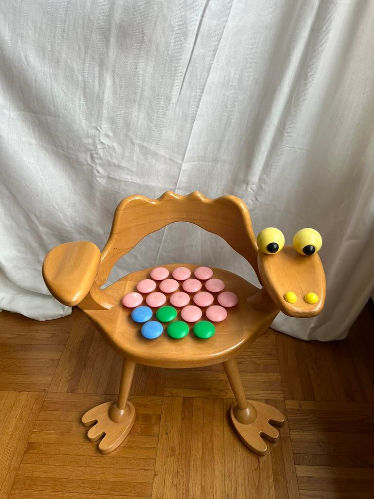 Vintage houten kinderstoel met puzzelknoppen, Enfants & Bébés, Chambre d'enfant | Tables & Chaises, Utilisé, Enlèvement