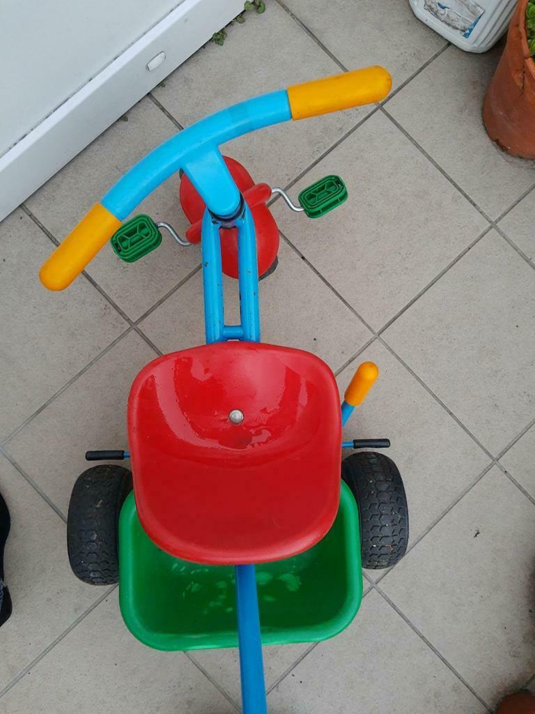 Tricycle coloré avec barre de poussée, Enlèvement ou Envoi, Comme neuf