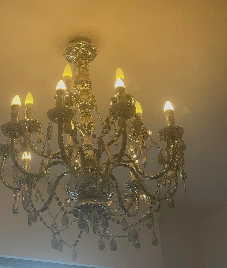 Elegante kroonluchter / hanglamp, Huis en Inrichting, Lampen | Kroonluchters, Ophalen, Gebruikt, Glas, ....