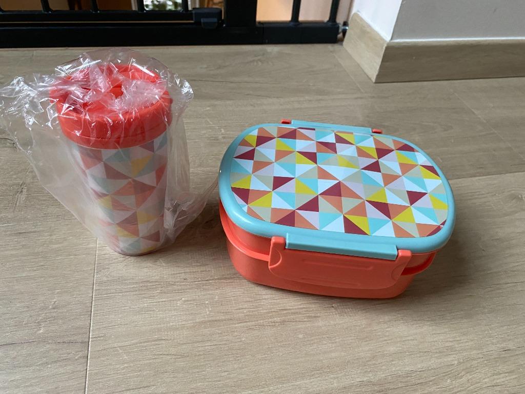 Set met brooddoos, bestek en drinkbeker, Ophalen of Verzenden, Nieuw, Kunststof