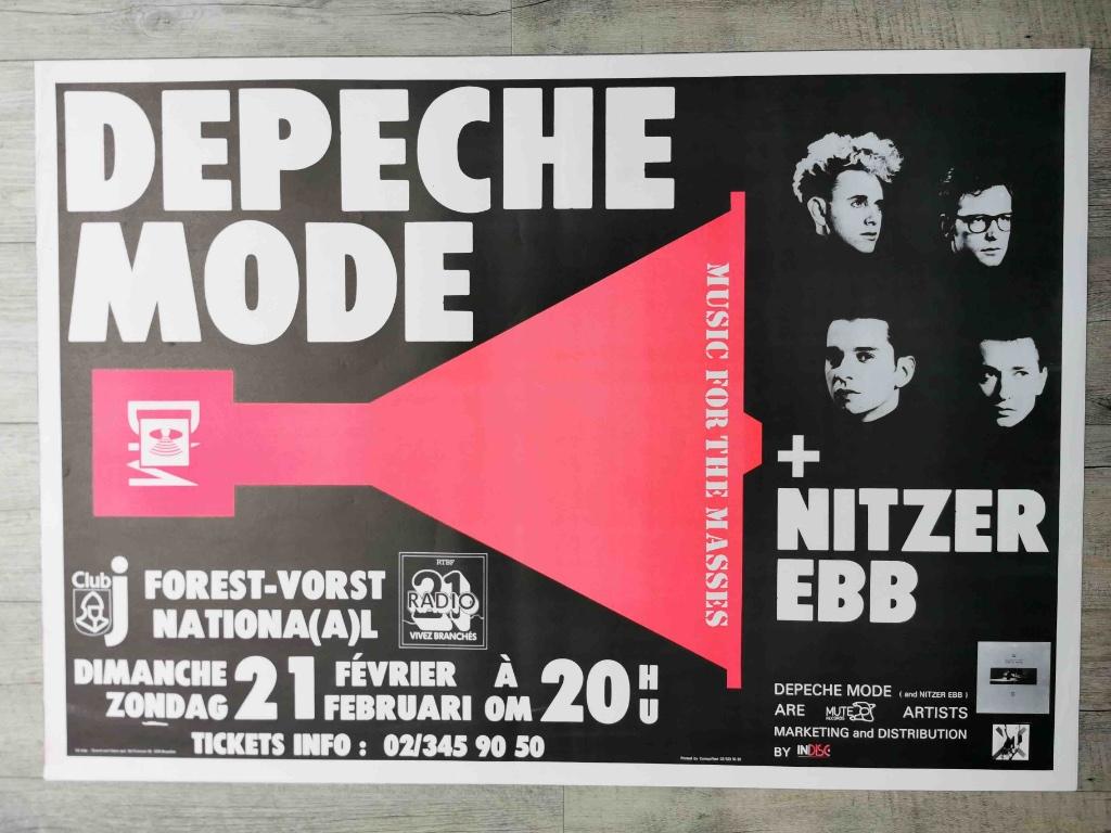 DEPECHE MODE - AFFICHE CONCERT BRUXELLES - 70/100 CM, Enlèvement ou Envoi, Rectangulaire horizontal, Comme neuf, Musique