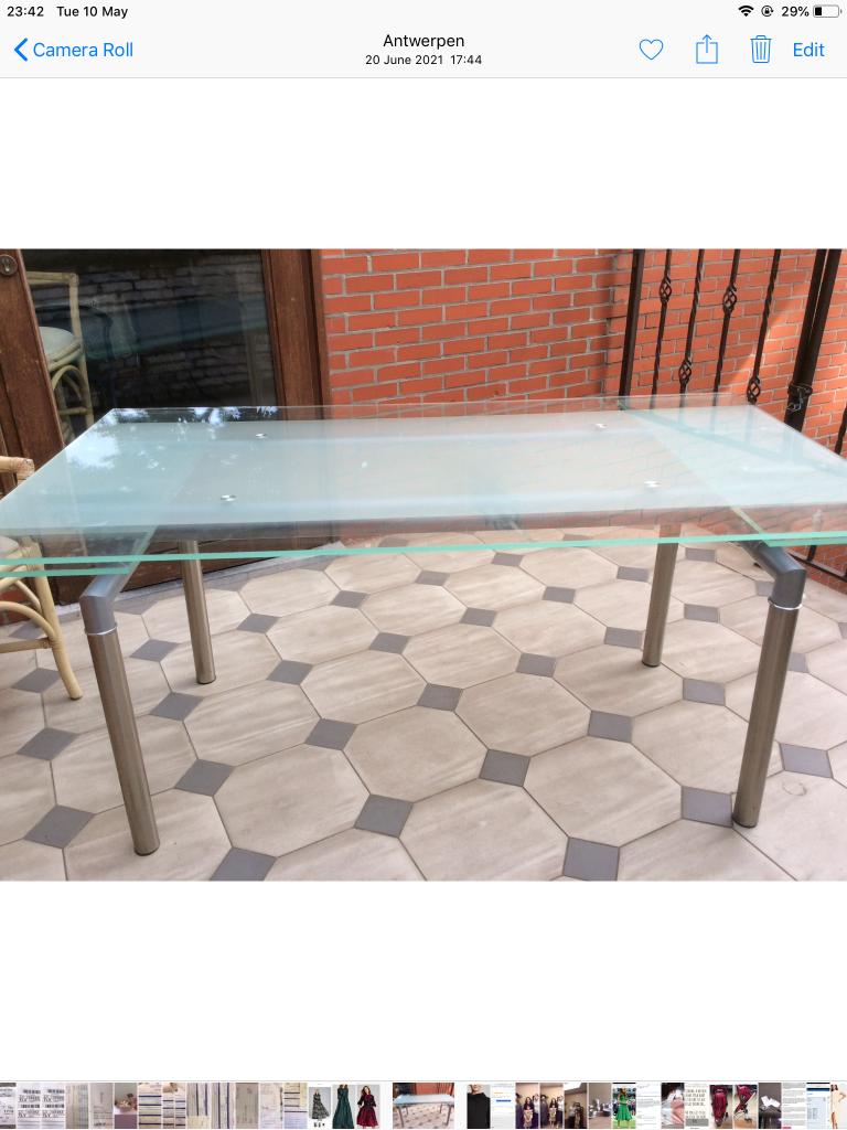 GLAZEN TAFEL, Huis en Inrichting, Tafels | Eettafels, Ophalen, 200 cm of meer, 50 tot 100 cm, Zo goed als nieuw