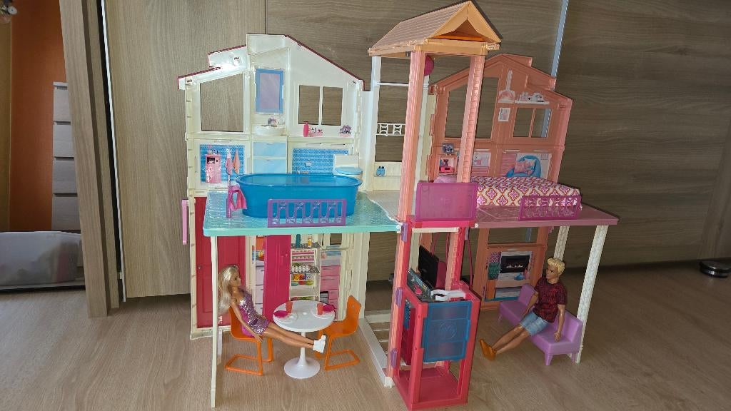 Groot Barbie Malibu house (L65xH90cm), opvouwbaar poppenhuis, Enlèvement, Maison de poupées