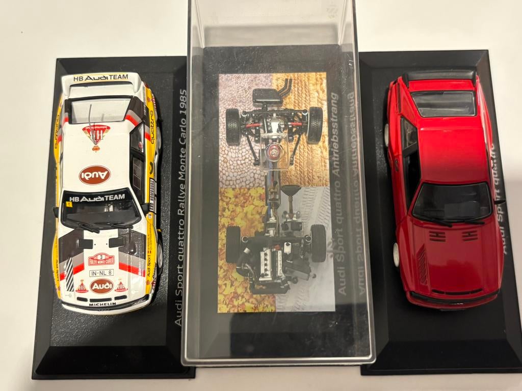 3x Audi Sport Quattro 1/43 antriebsstrang, Ophalen of Verzenden, Zo goed als nieuw