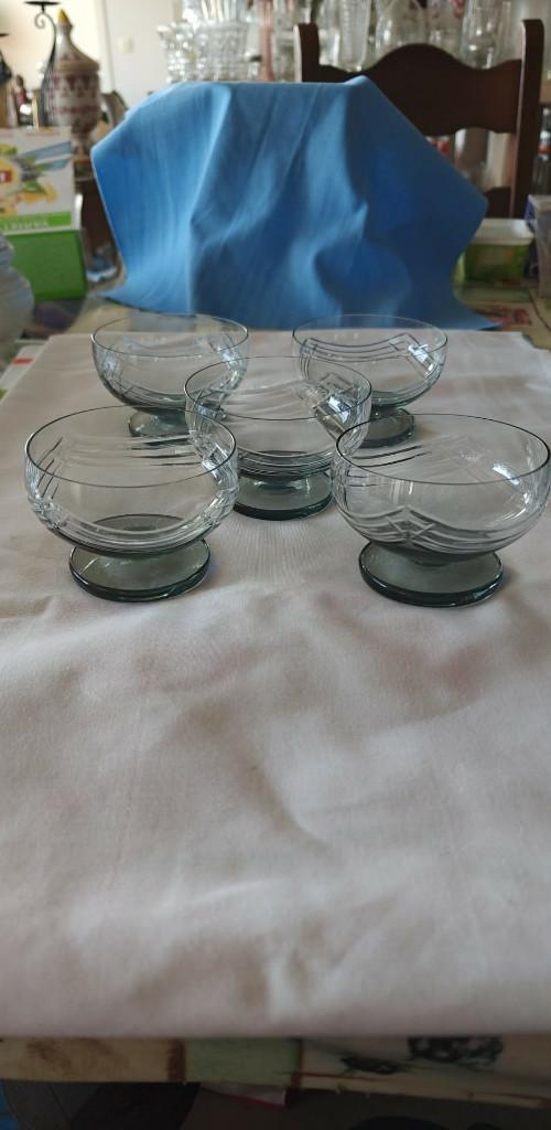 schaaltjes dessert vintage fijn gekleurd glas, Ophalen of Verzenden