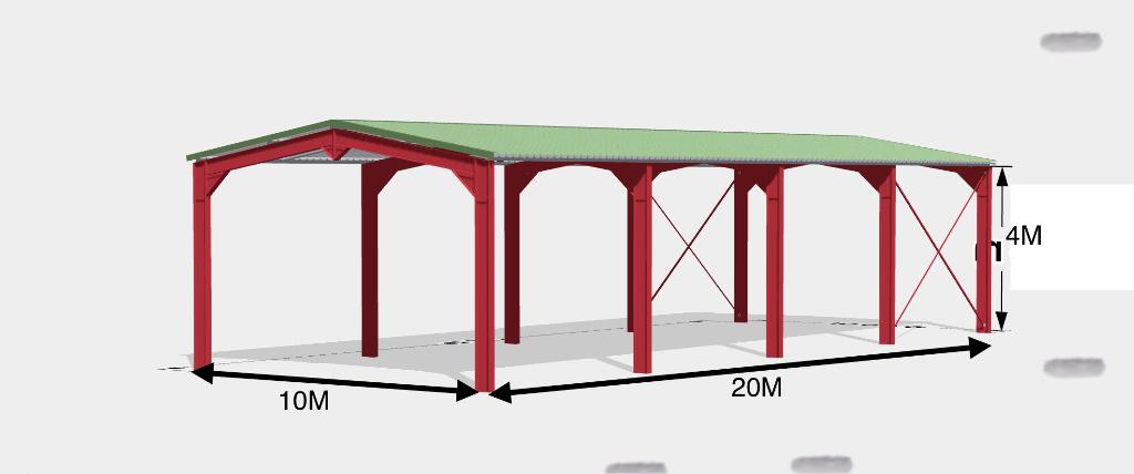 Loods 10x20 m, Enlèvement, Comme neuf