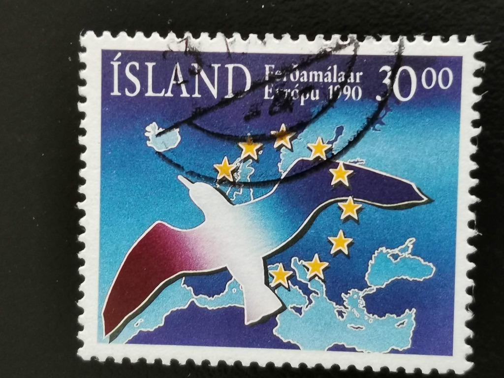 Ijsland 1990 - vogel en landkaart van Europa, Postzegels en Munten, Postzegels | Europa | Scandinavië, Ophalen of Verzenden, IJsland