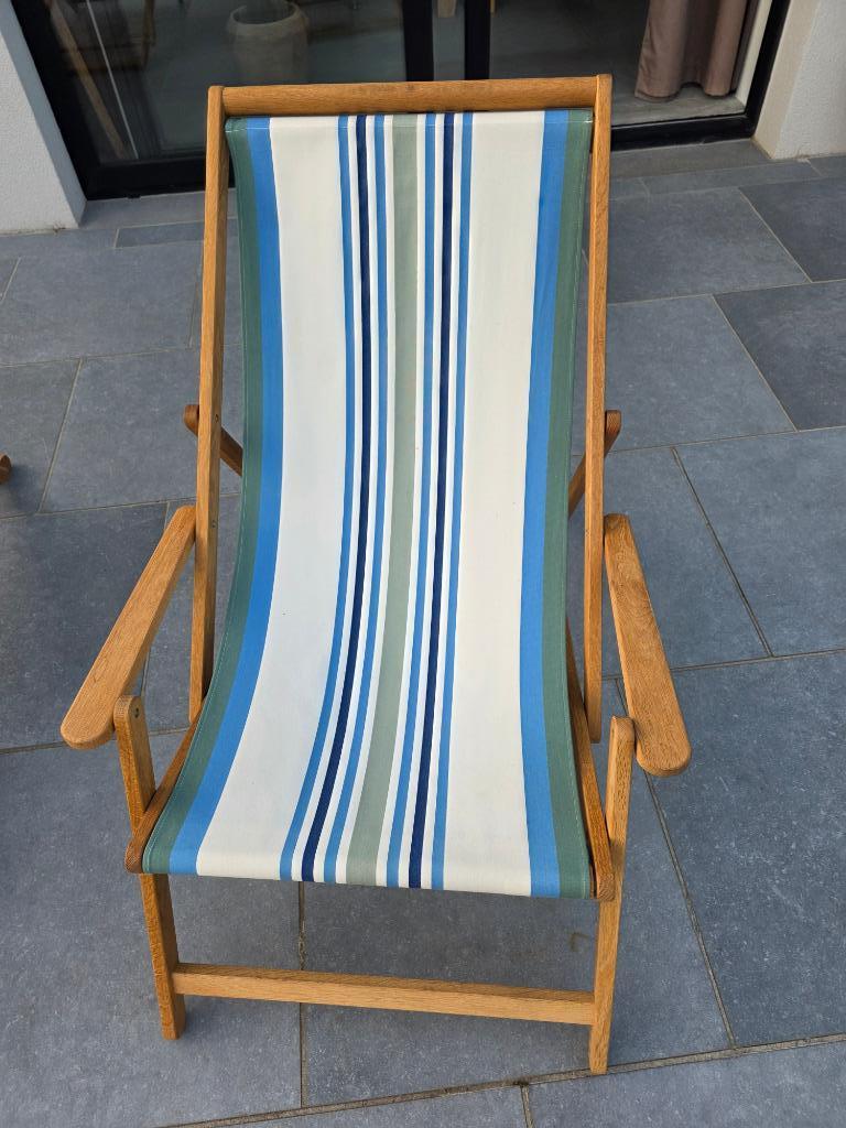 1 Chilienne HABITAT - Accoudoirs -Toile 100% coton - Nickel, Enlèvement, Comme neuf, Tissus, Chilienne