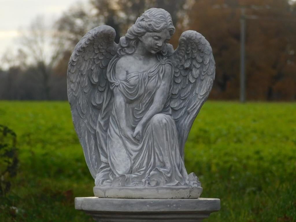 Statue d'ange avec ailes, détaillée, pierre, Enlèvement ou Envoi, Pierre, Ange