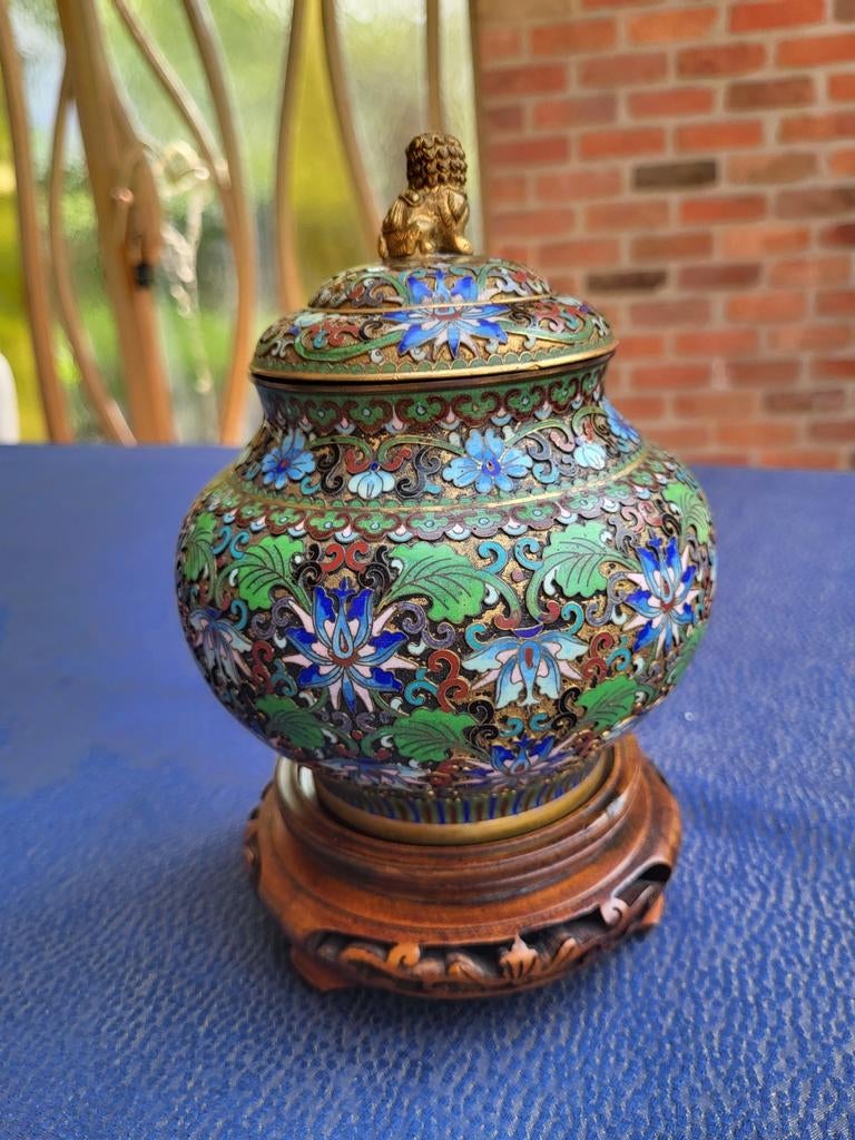 chinese handgem. vergulde geëmailleerde cloisonne gemberpot, Ophalen