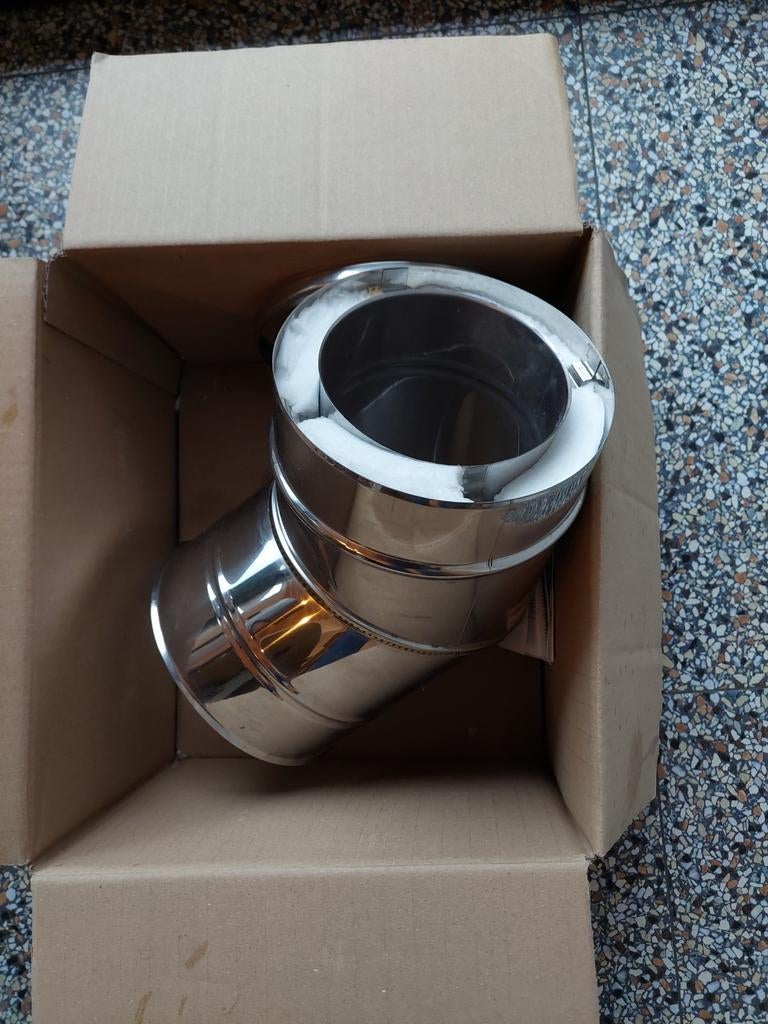 Dubbelwandige inox bocht 45, Doe-het-zelf en Bouw, Ophalen, Inox