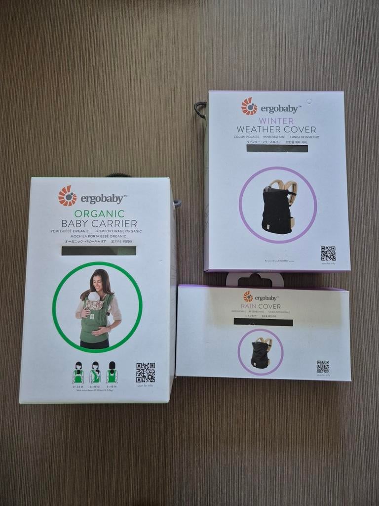 Ergobaby carrier groen met winterhoes en regenhoes, Ophalen, Zo goed als nieuw