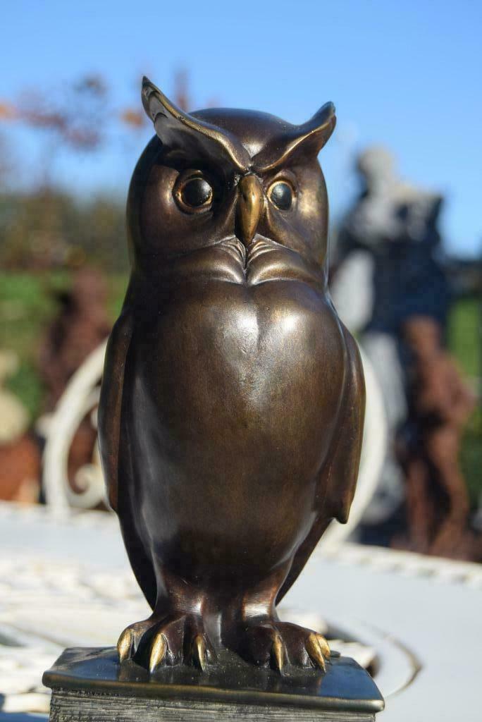 Superbe hibou en bronze signé sur livres, Ophalen of Verzenden, Brons