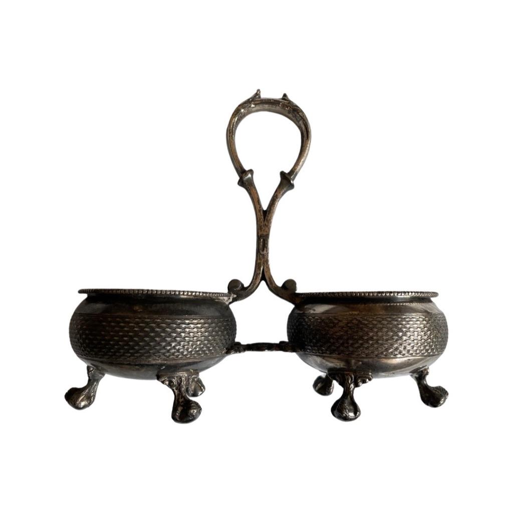 Deux Doubles Salières 1800 Armand Frénais en Métal Argenté, Antiquités & Art, Argent