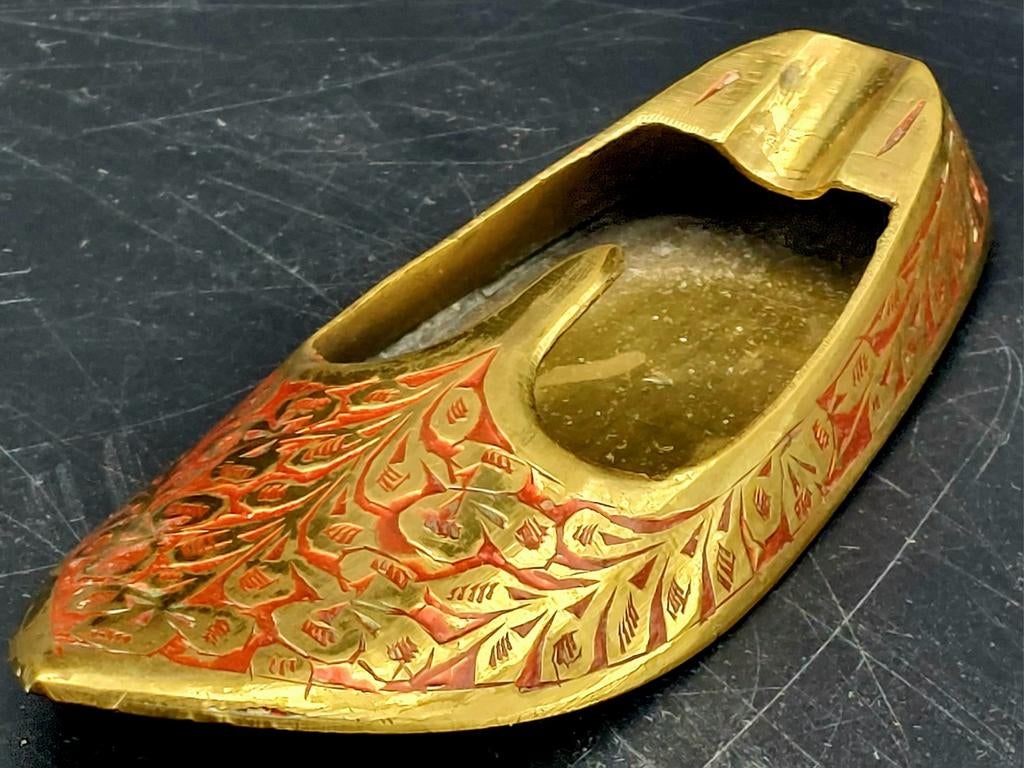 Gegraveerd koperen Indisch asbakje., Antiek en Kunst, Antiek | Brons en Koper, Ophalen of Verzenden