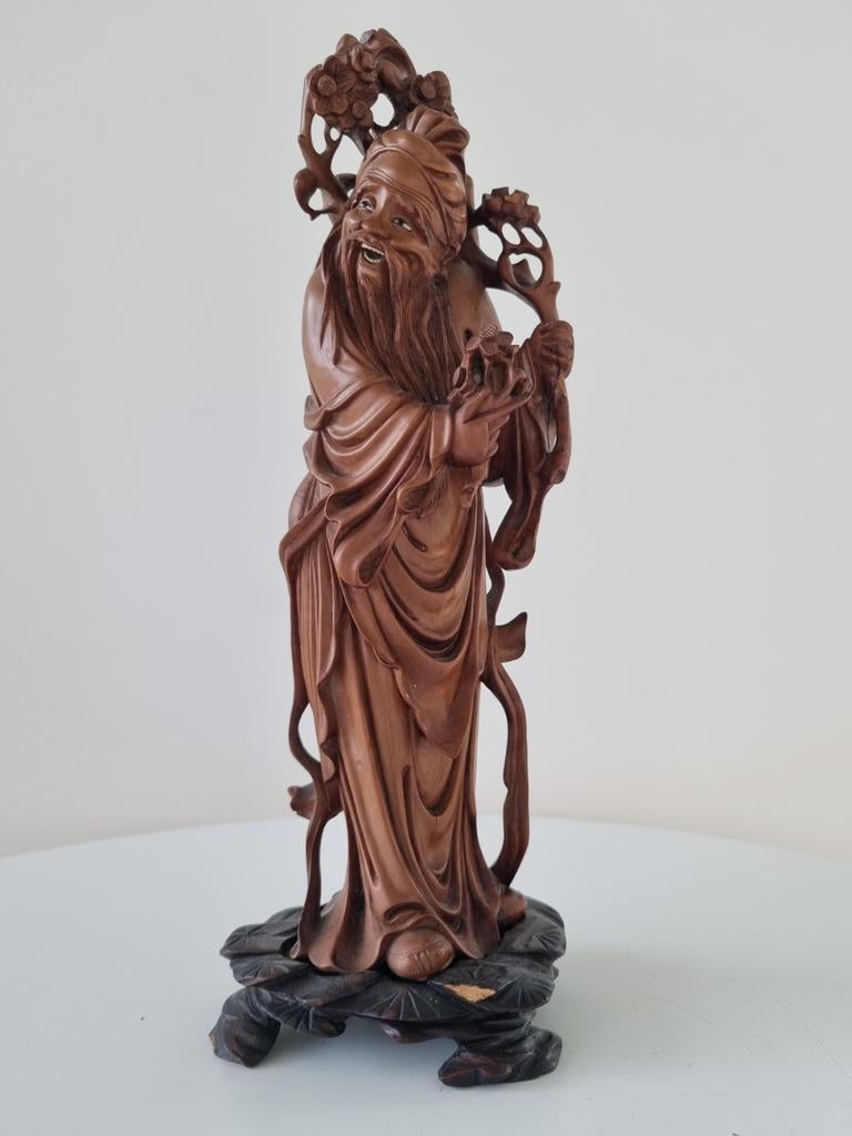 Sculpture chinoise en bois sculptée à la main., Enlèvement