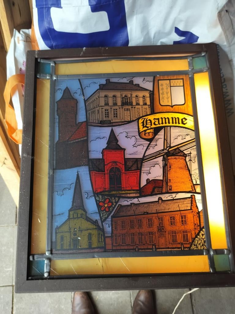 Glas in lood raam Hamme, Antiek en Kunst, Ophalen of Verzenden