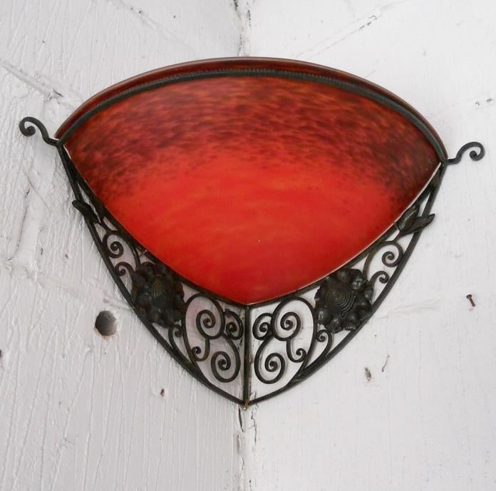 Antieke art deco lamp hoeklamp applique Schneider, Antiek en Kunst, Ophalen of Verzenden