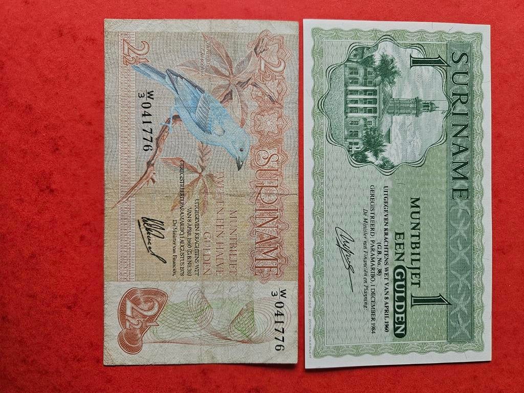 1 florins et 2 ½ florins au Suriname, année 1960, Enlèvement ou Envoi, Série