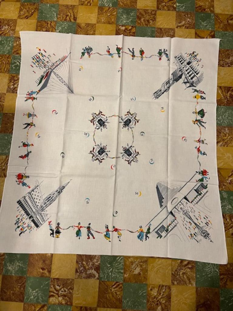 Linnen tafelkleed Expo 58 Brussel, Ophalen