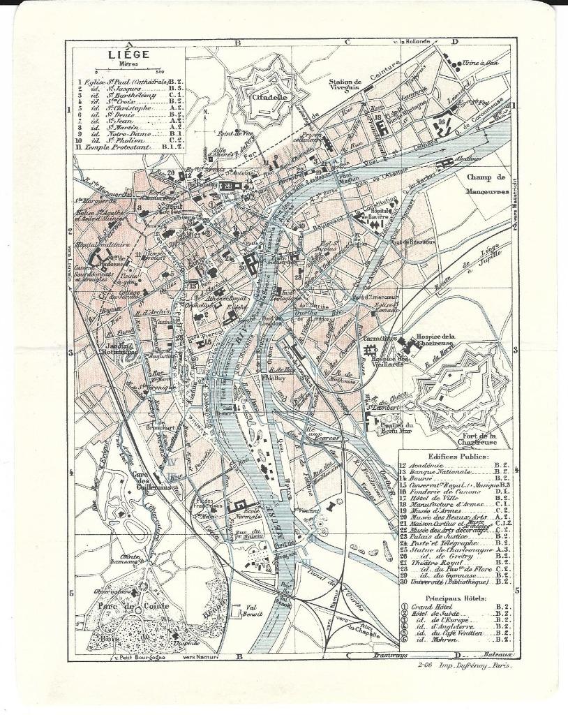 1905 - Liège - plan de la ville, Enlèvement ou Envoi