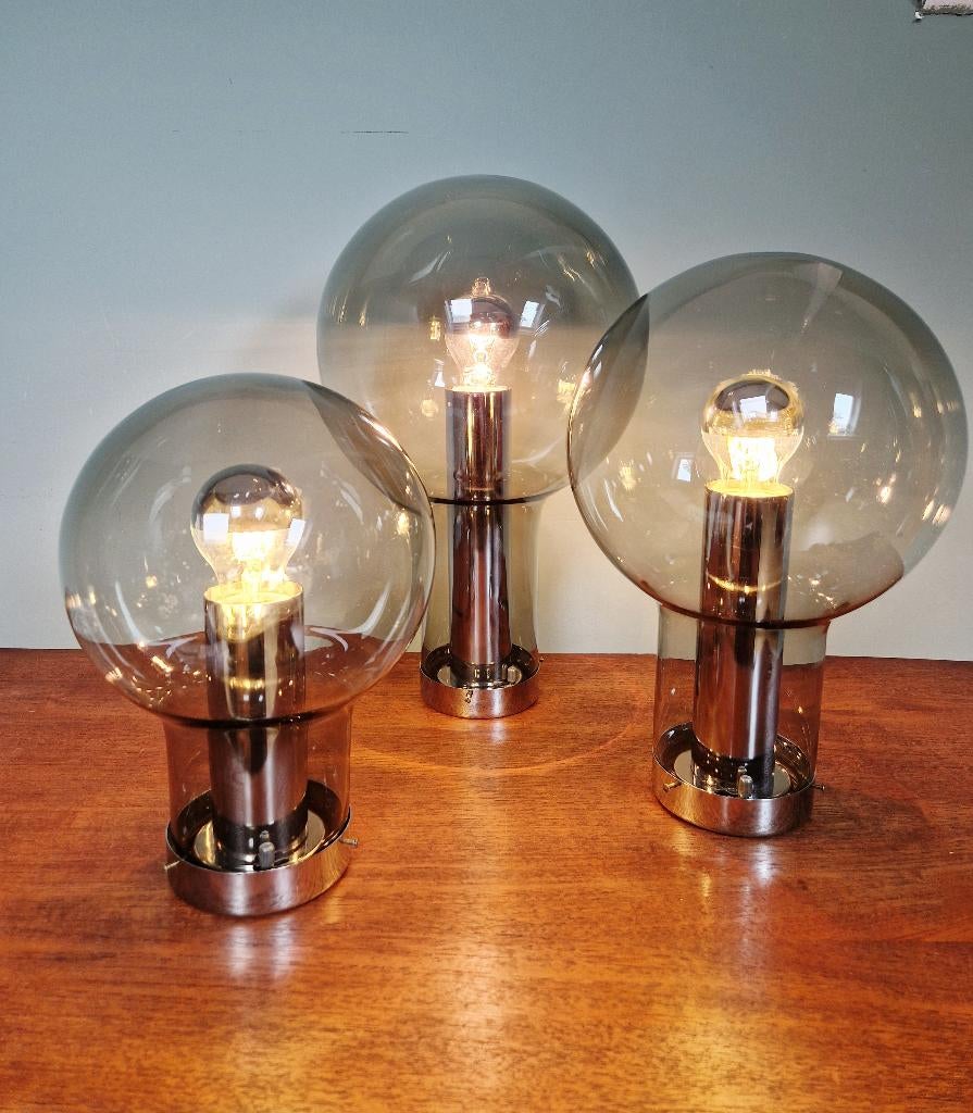 Trio plafondlampen van rookglas, RAAK, 1960, Antiek en Kunst, Ophalen of Verzenden