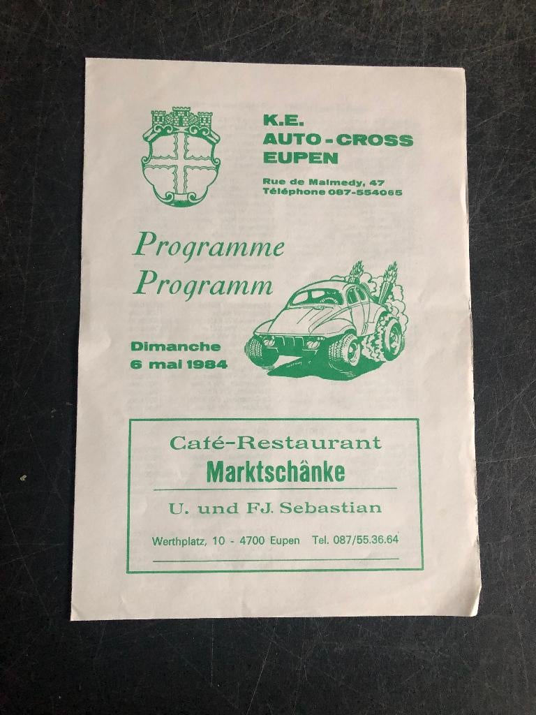programme 1984 Auto-Cross Eupen rallye, Enlèvement ou Envoi