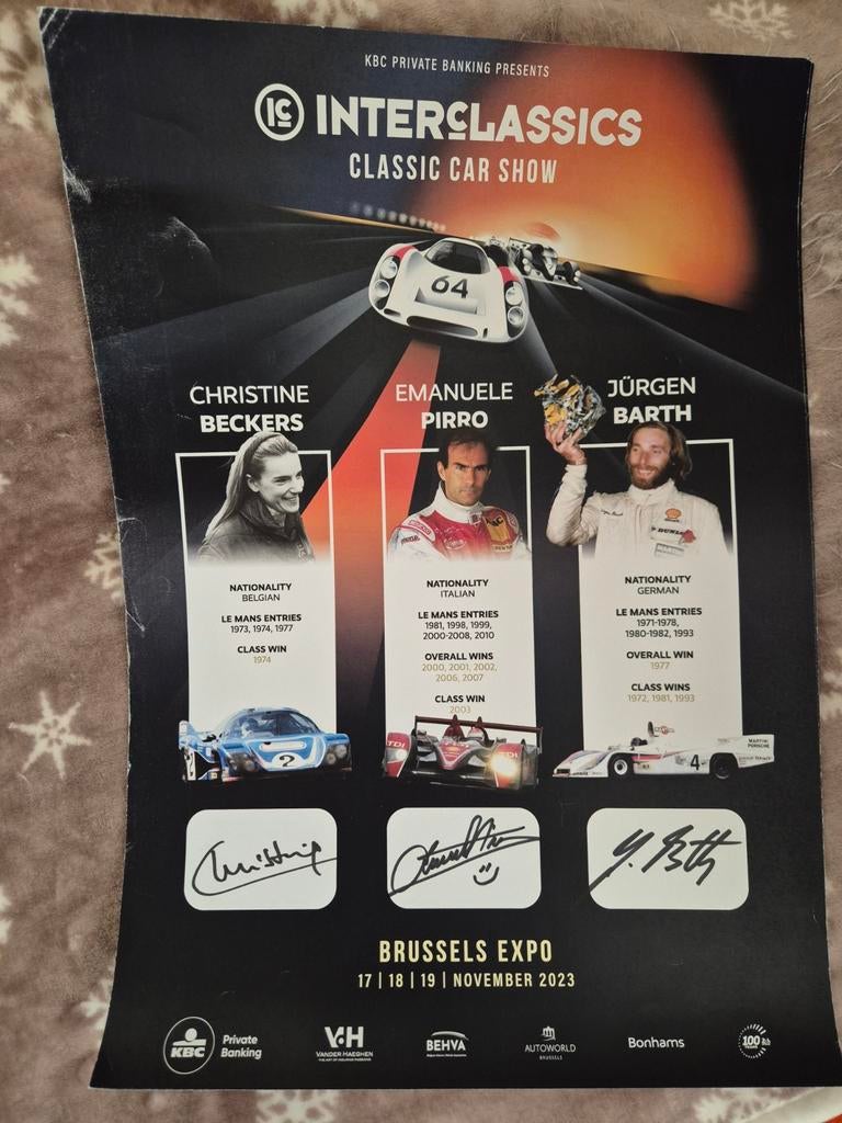Affiche Interclassics signée Barth Beckers Pirro, Autos : Divers, Voitures de course