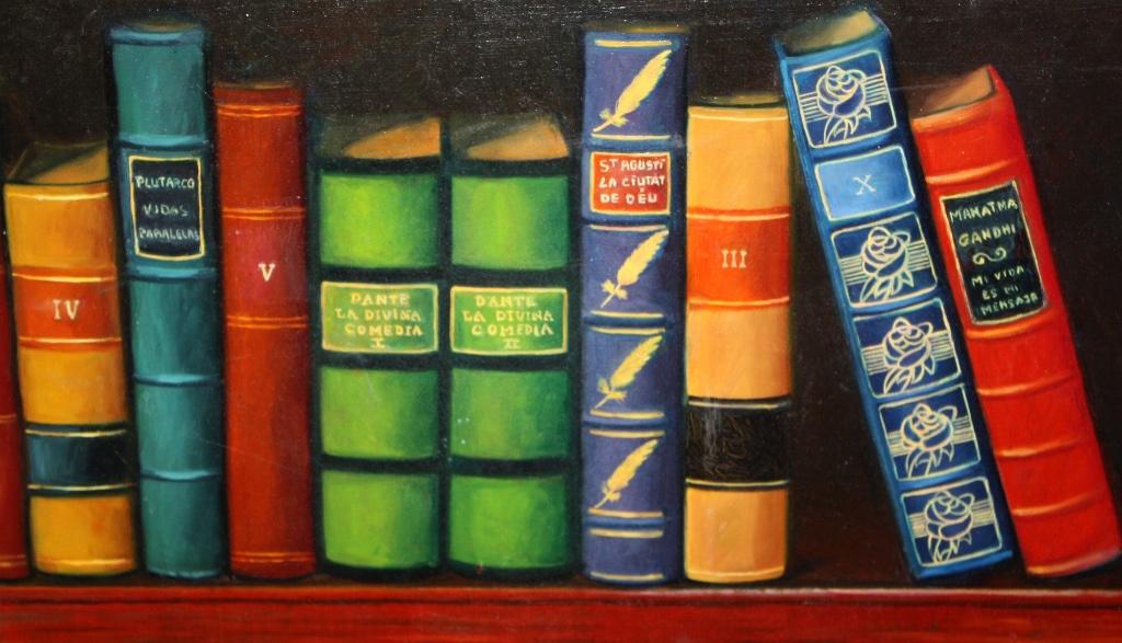 Olieverf schilderij Victoria Guerin Bodegón met libros, Ophalen