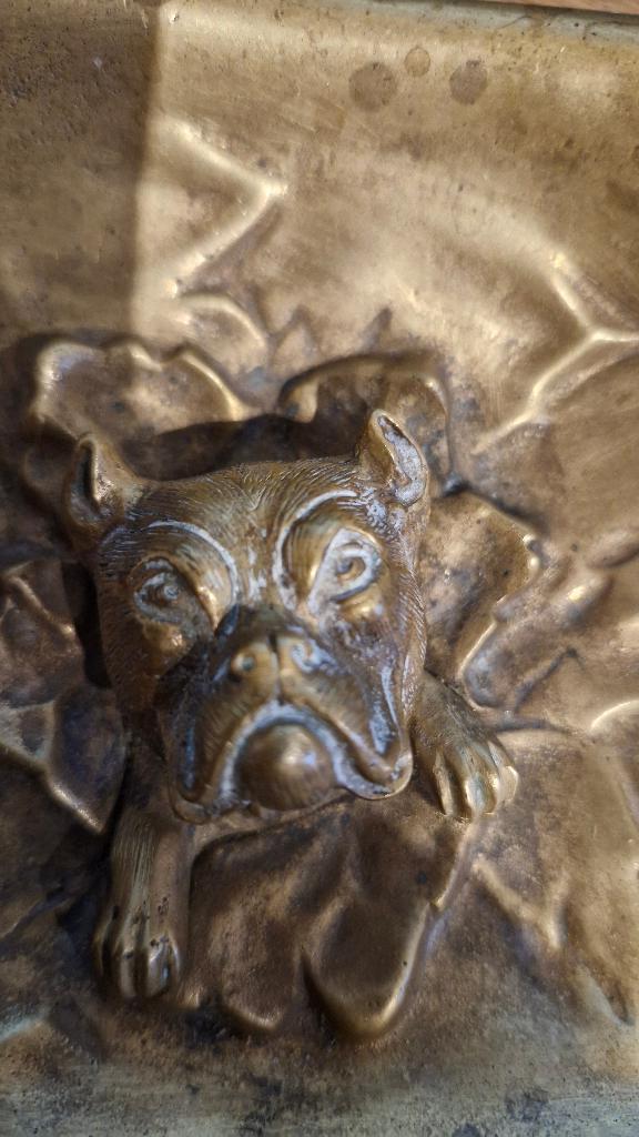Art Nouveau - Bulldogkop - verkoperd metalen bakje -, Antiek en Kunst, Antiek | Brons en Koper, Ophalen of Verzenden, Brons