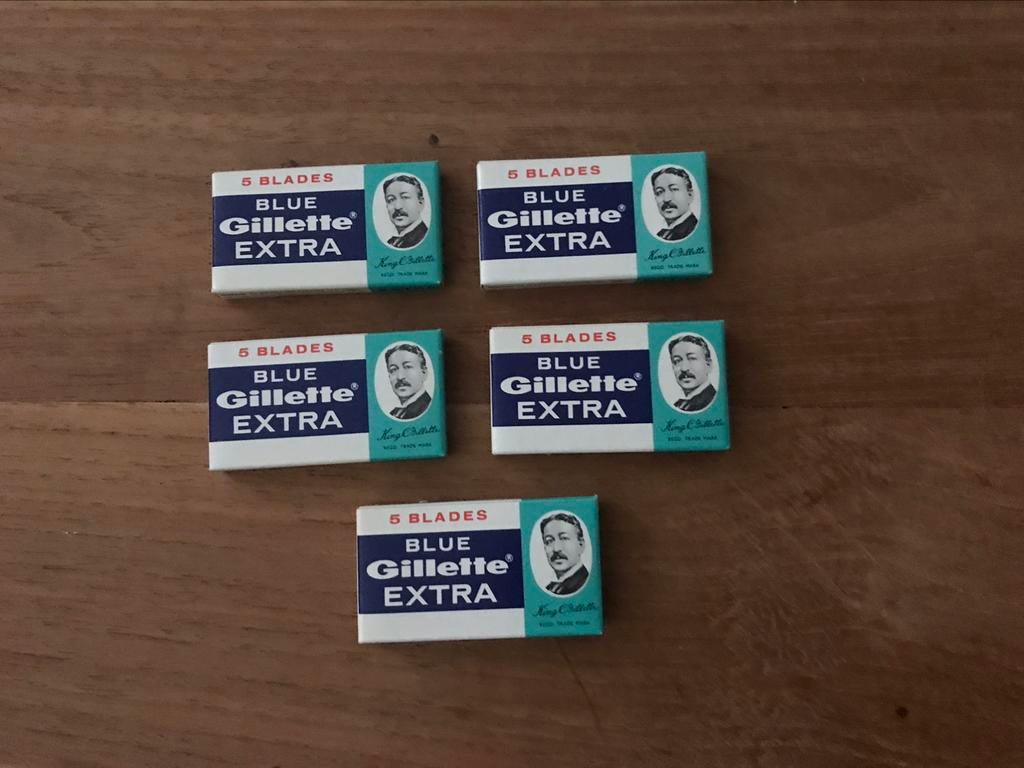 Blue gillette extra set van 5 doosjes blades scheermesjes, Ophalen of Verzenden, Nieuw, Overige typen