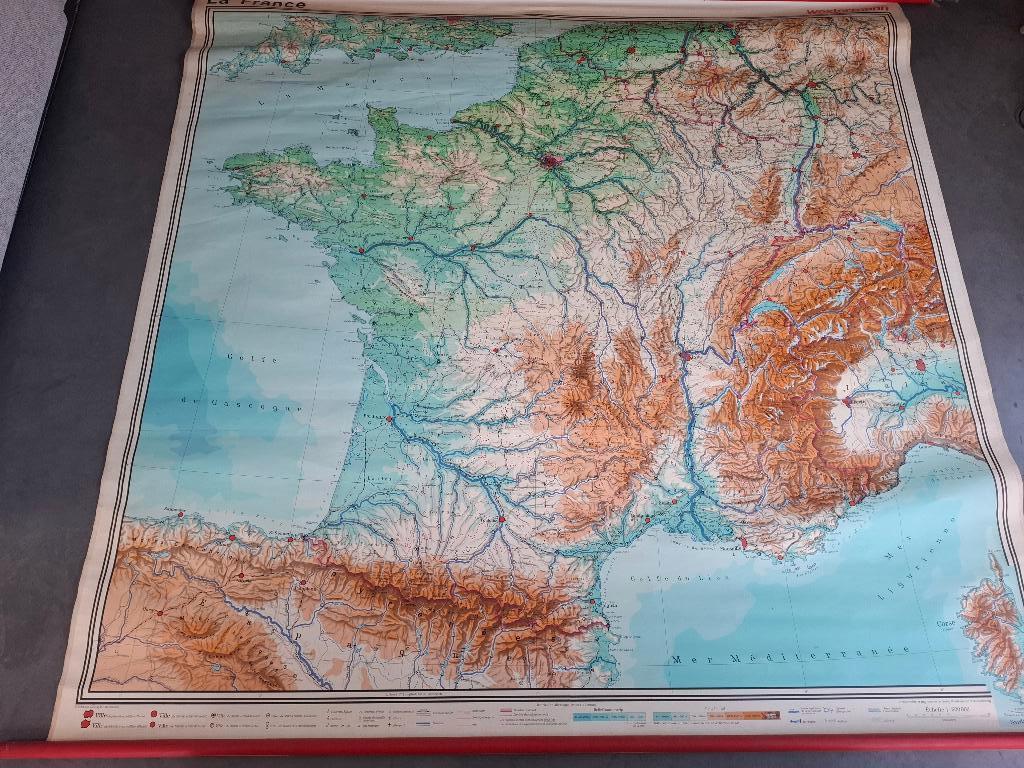 Oude landkaart Frankrijk, Ophalen, Westermann, Frankrijk, Landkaart