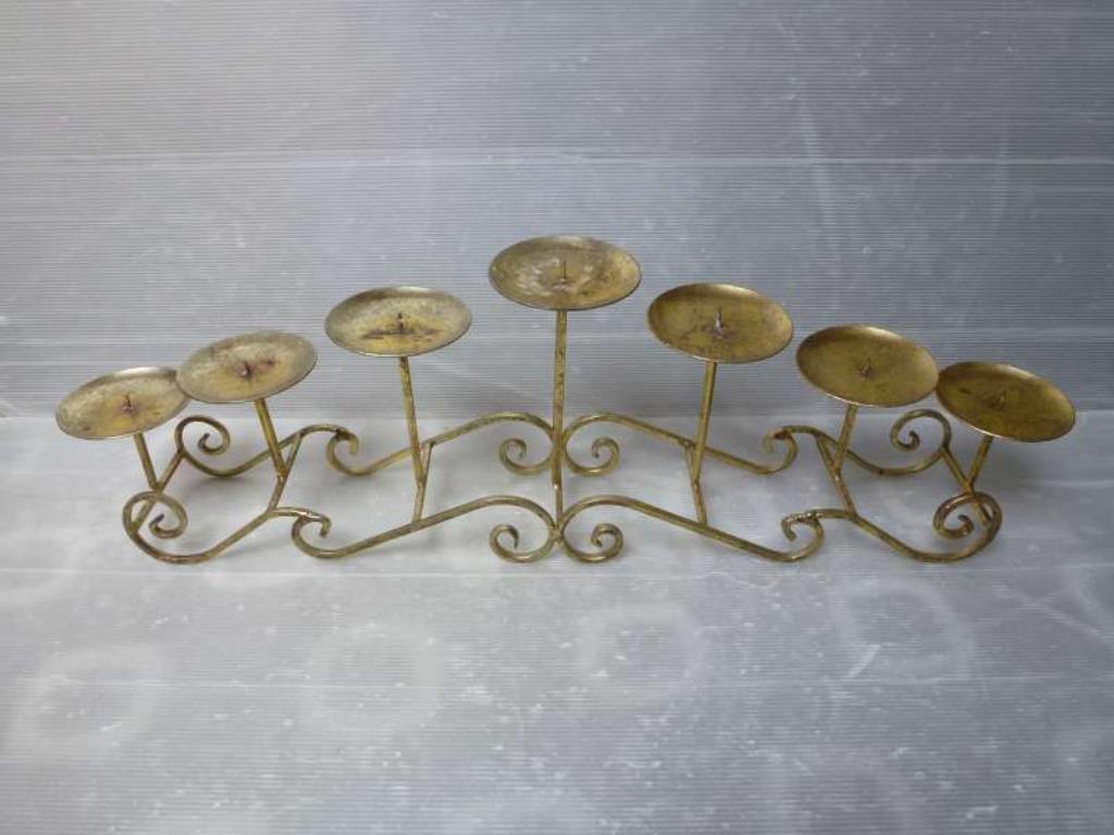 Chandelier doré à 7 bras, Enlèvement ou Envoi, Utilisé, Bronze ou Cuivre, Chandelier