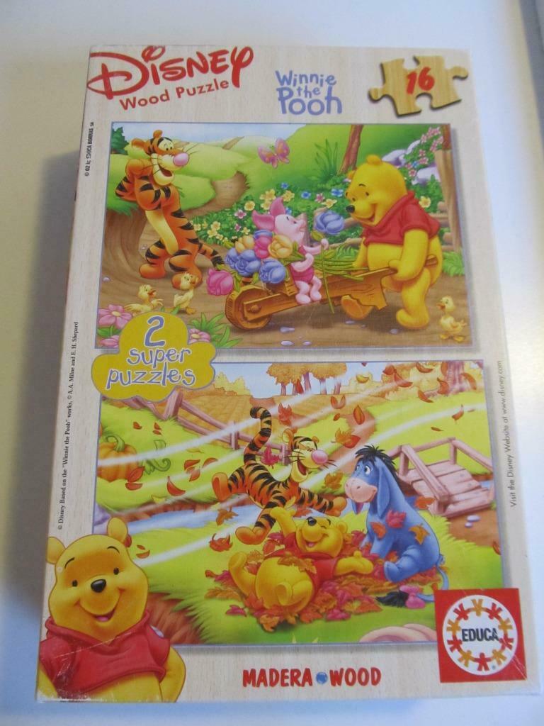 2 Houten puzzels Winnie the Pooh 16 stukjes, 2 tot 4 jaar, Gebruikt, 10 tot 50 stukjes, Ophalen of Verzenden