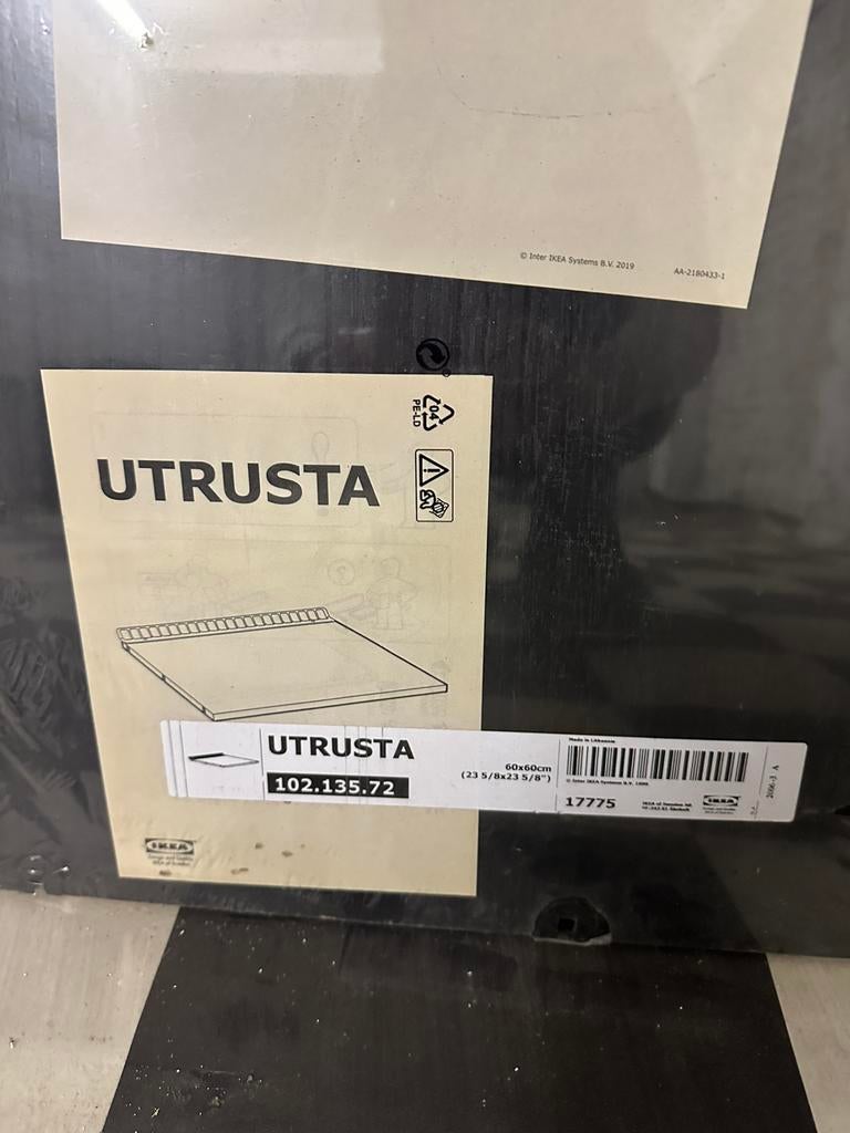 IKEA Utrusta plank met grill, Zwart, Nieuw, Minder dan 100 cm, 50 tot 75 cm